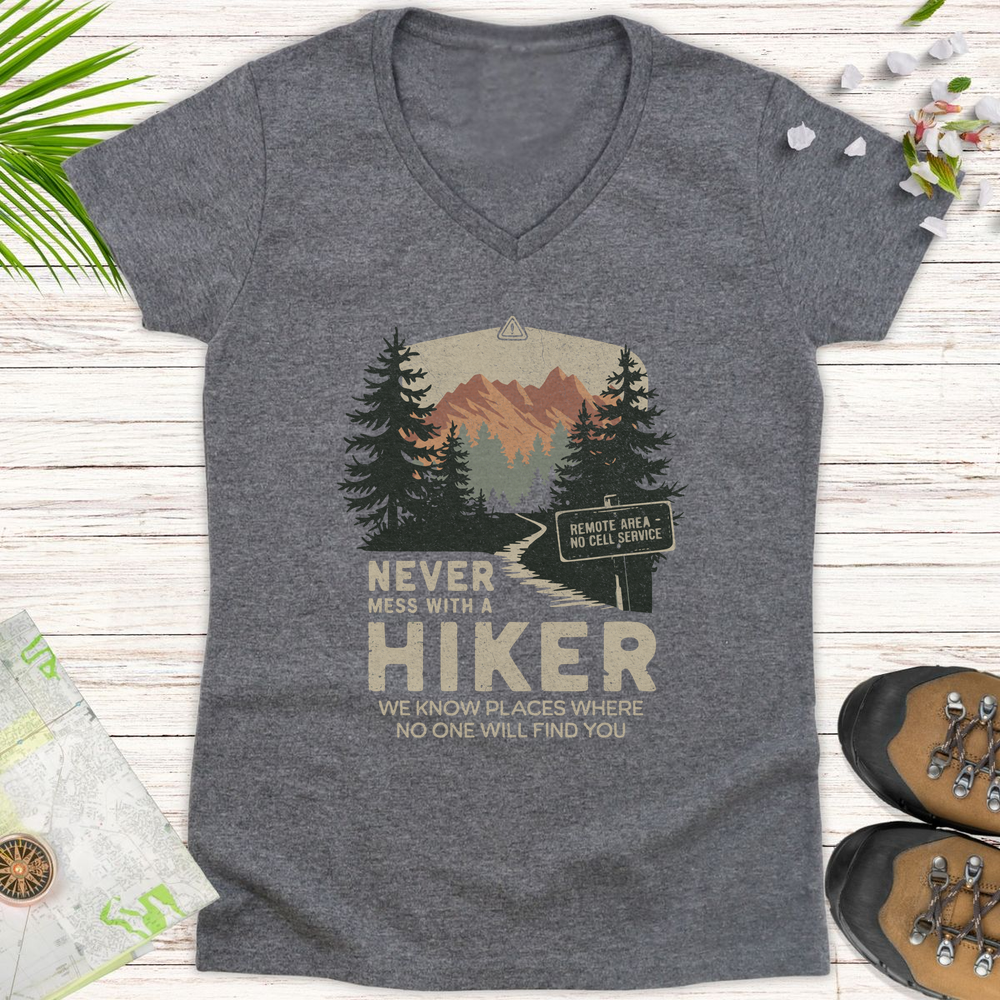 Never Mess With Hikers Women's V-Neck T-Shirt - Graphite Heather