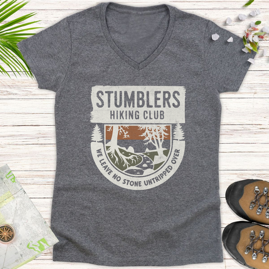 Stumblers Hiking Club Women's V-Neck T-Shirt - Graphite Heather
