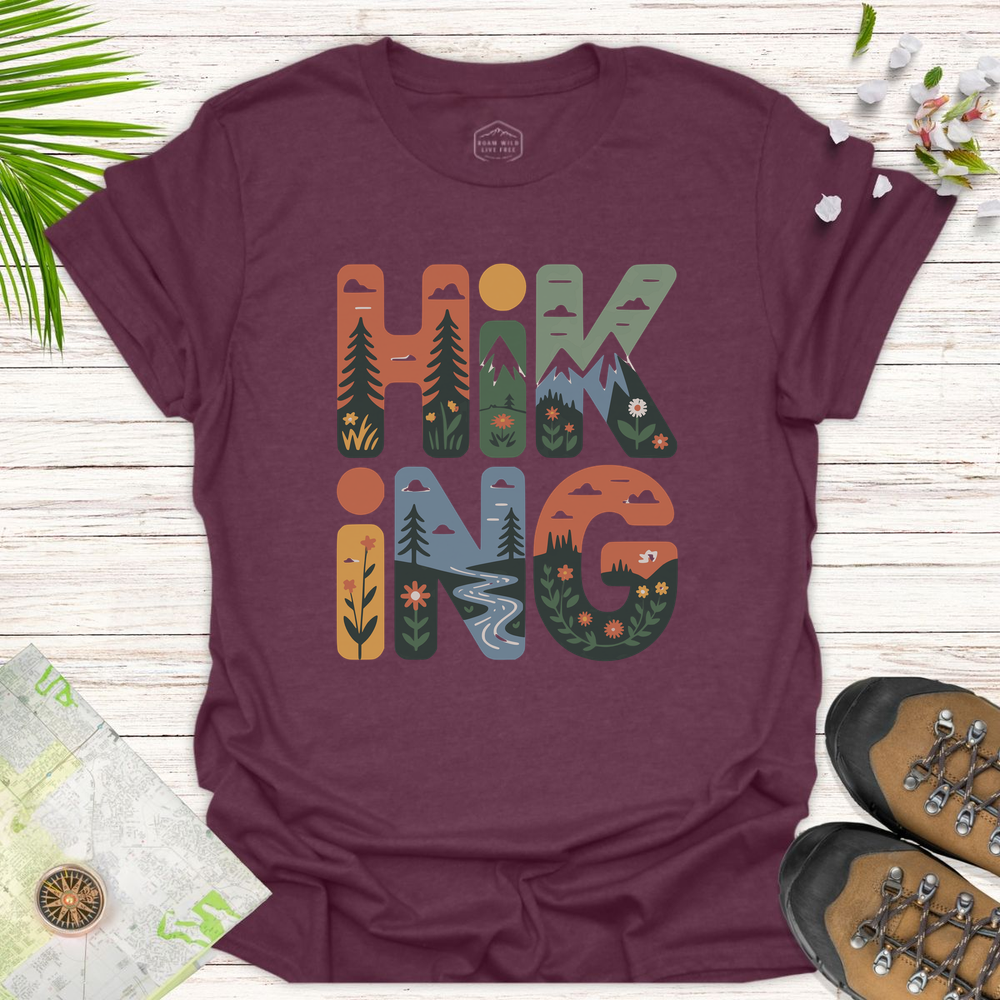 Hiking Unisex T-Shirt - Heather Maroon