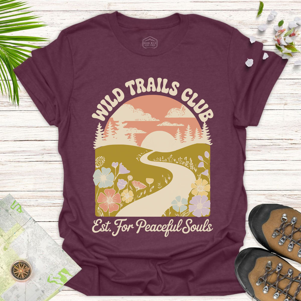 Wild Trails Club Unisex T-Shirt - Heather Maroon