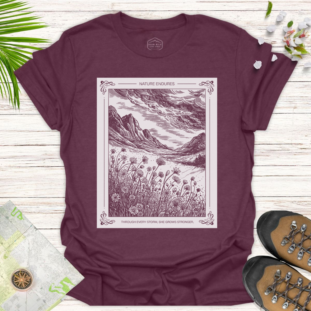 Nature Endures Unisex T-Shirt - Heather Maroon