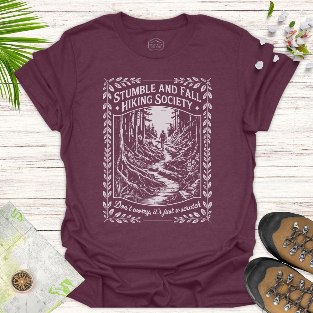 Stumble And Fall Ornate Unisex T-Shirt - Heather Maroon