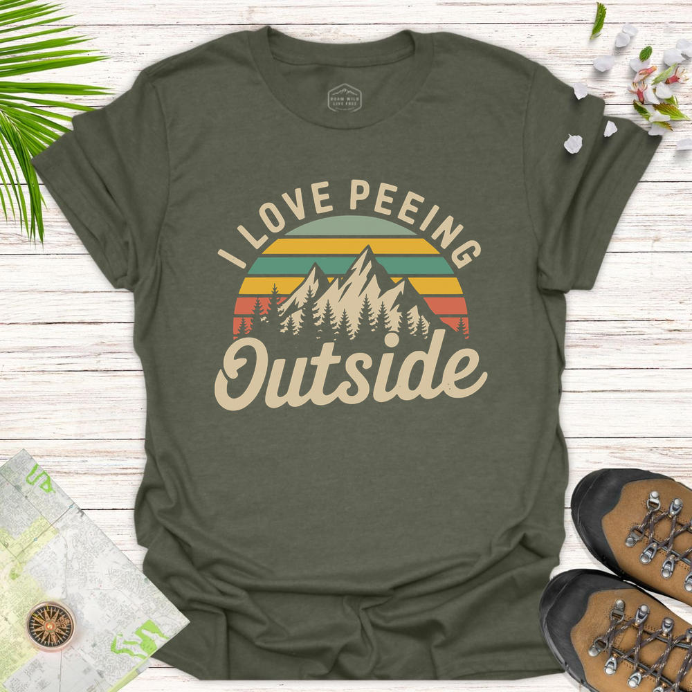 I Love Peeing Outside Unisex T-Shirt - Heather Military Green