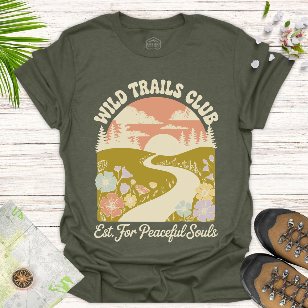 Wild Trails Club Unisex T-Shirt - Heather Military Green