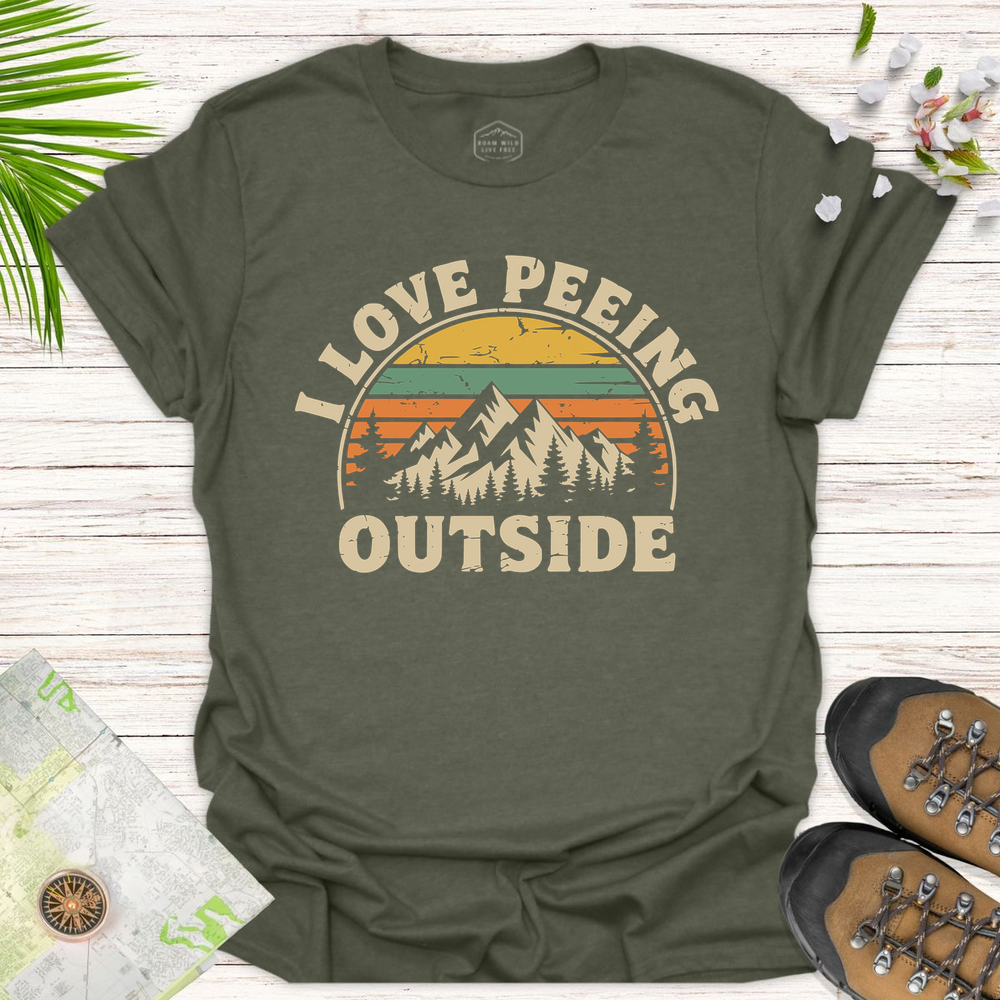 Peeing Outside Unisex T-Shirt - Heather Military Green