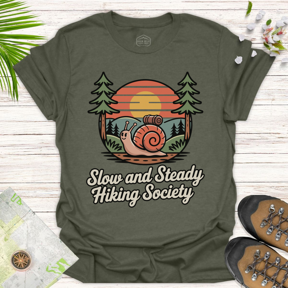 Snail Slow And Steady Unisex T-Shirt - Heather Military Green