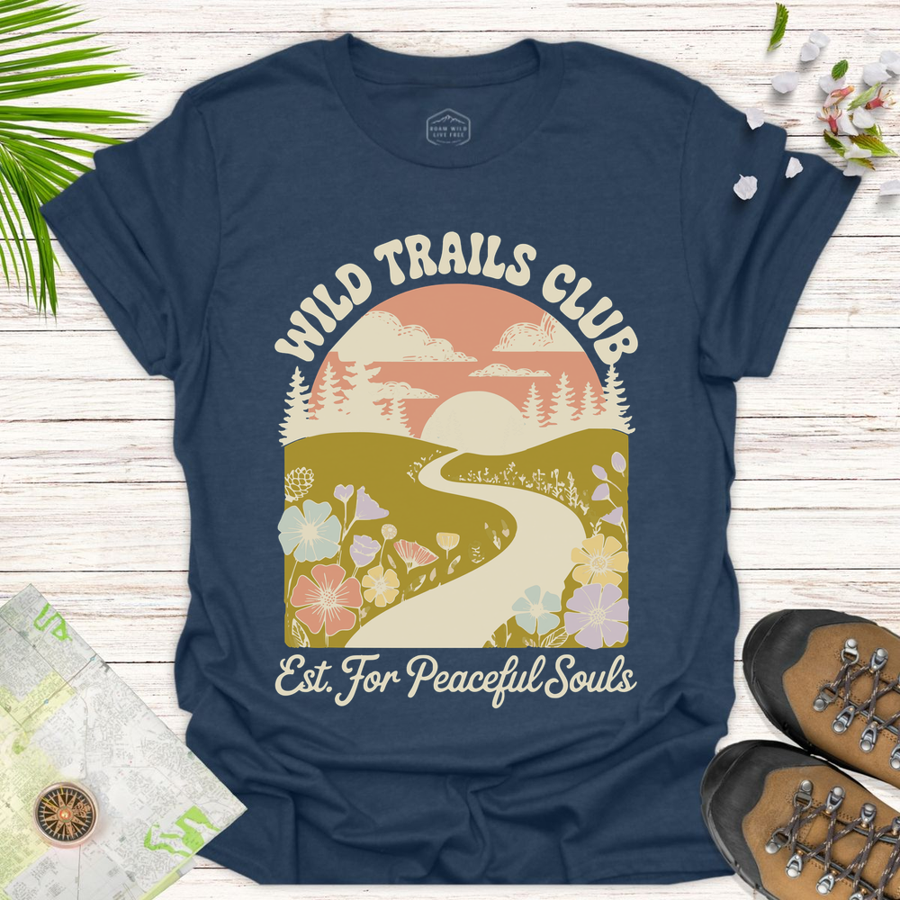 Wild Trails Club Unisex T-Shirt - Heather Navy