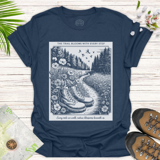 The Trail Blooms With Every Step Unisex T-Shirt - Heather Navy