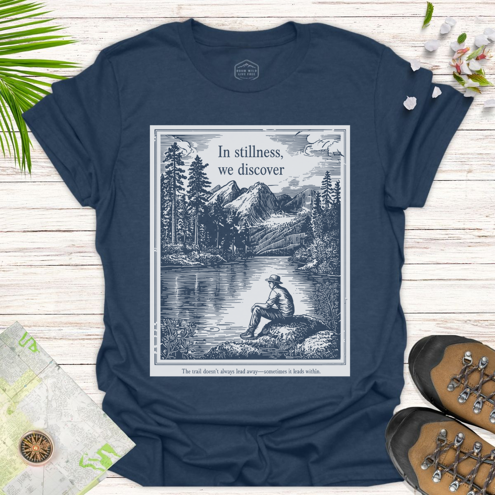 In Stillness We Discover Unisex T-Shirt - Heather Navy
