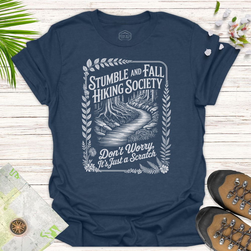 Vintage Stumble And Fall Hiking Society Unisex T-Shirt - Heather Navy