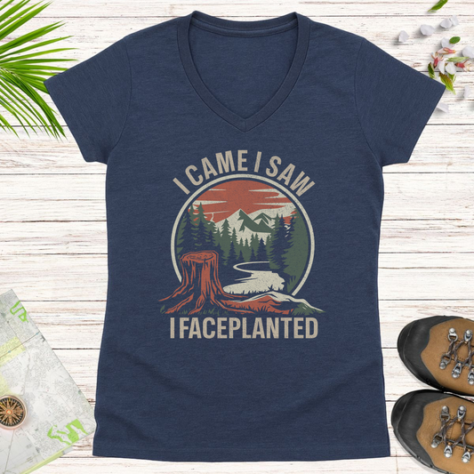 I Came I Saw I Faceplanted Women's V-Neck T-Shirt - Heather Navy