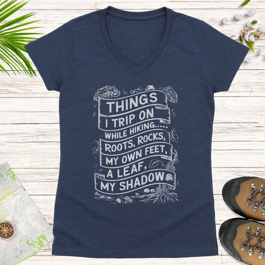 Things I Trip On Women's V-Neck T-Shirt - Heather Navy
