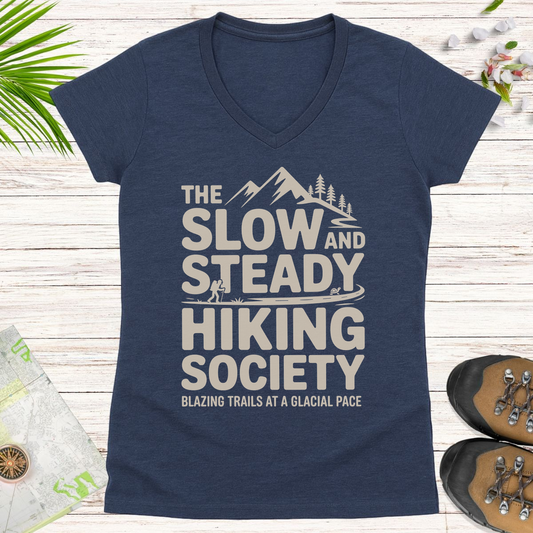 The Slow And Steady Women's V-Neck T-Shirt - Heather Navy
