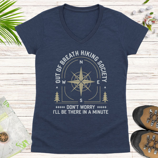 The Out Of Breath Society Women's V-Neck T-Shirt - Heather Navy