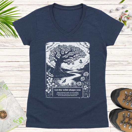 Let The Wild Shape You Women's V-Neck T-Shirt - Heather Navy