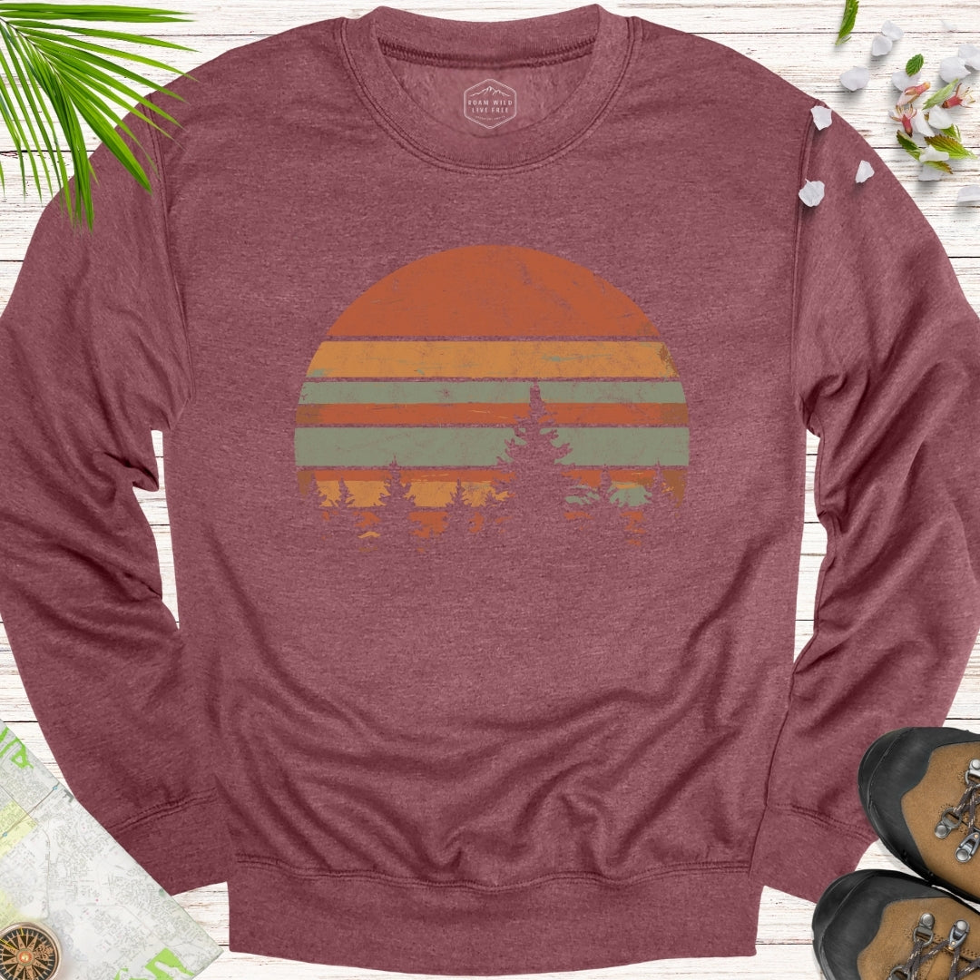 Retro Forest Sunset Unisex Sweatshirt