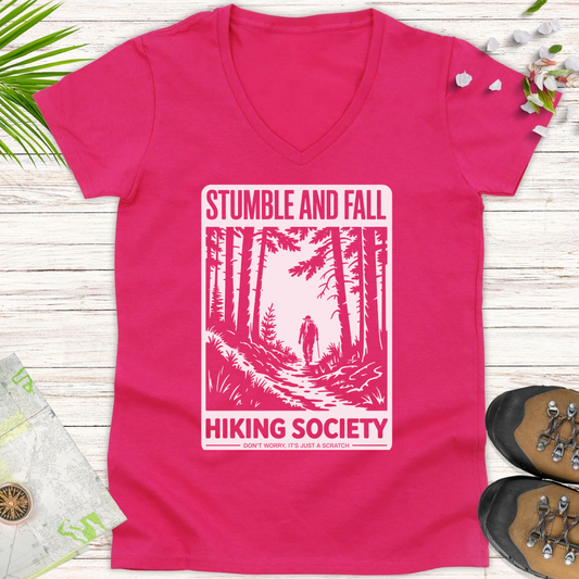 Stumble And Fall Women's V-Neck T-Shirt - Heliconia