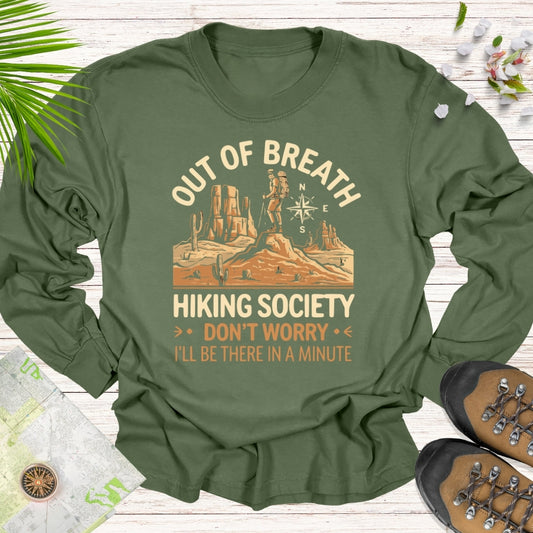 Out Of Breath Hiking Society Long Sleeve Unisex T-Shirt (Desert Edition)