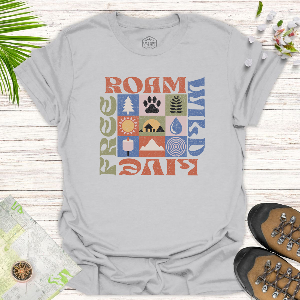 Roam Wild Retro Modern Unisex T-Shirt - Ice Grey