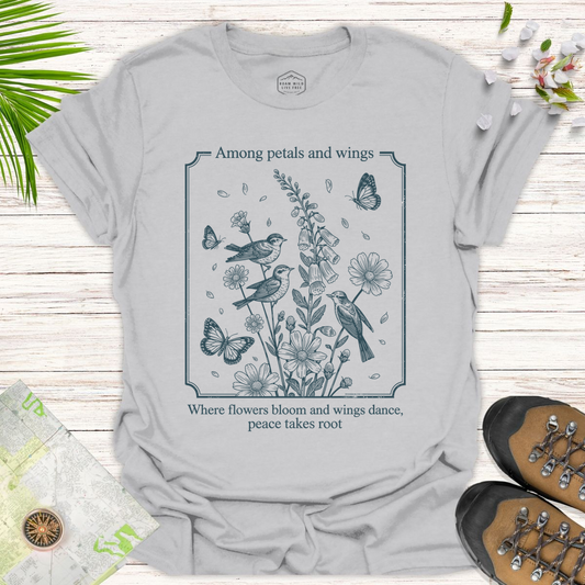 Among Petals And Wings Unisex T-Shirt - Ice Grey