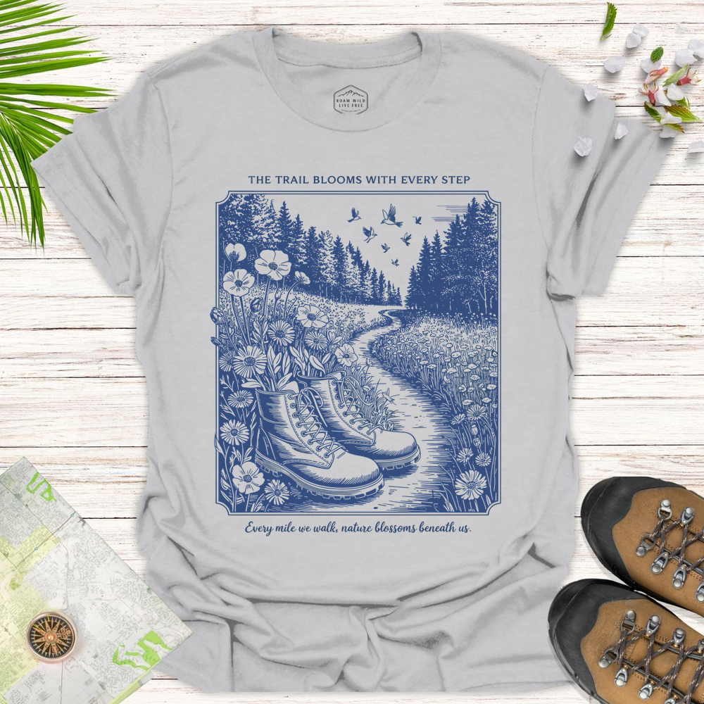 The Trail Blooms With Every Step Unisex T-Shirt - Ice Grey