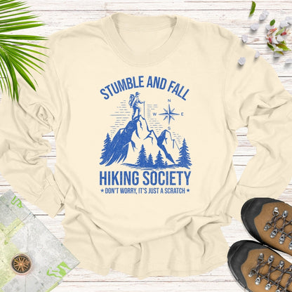 Stumble And Fall Hiking Society Long Sleeve Unisex T-Shirt (Mountain Edition)