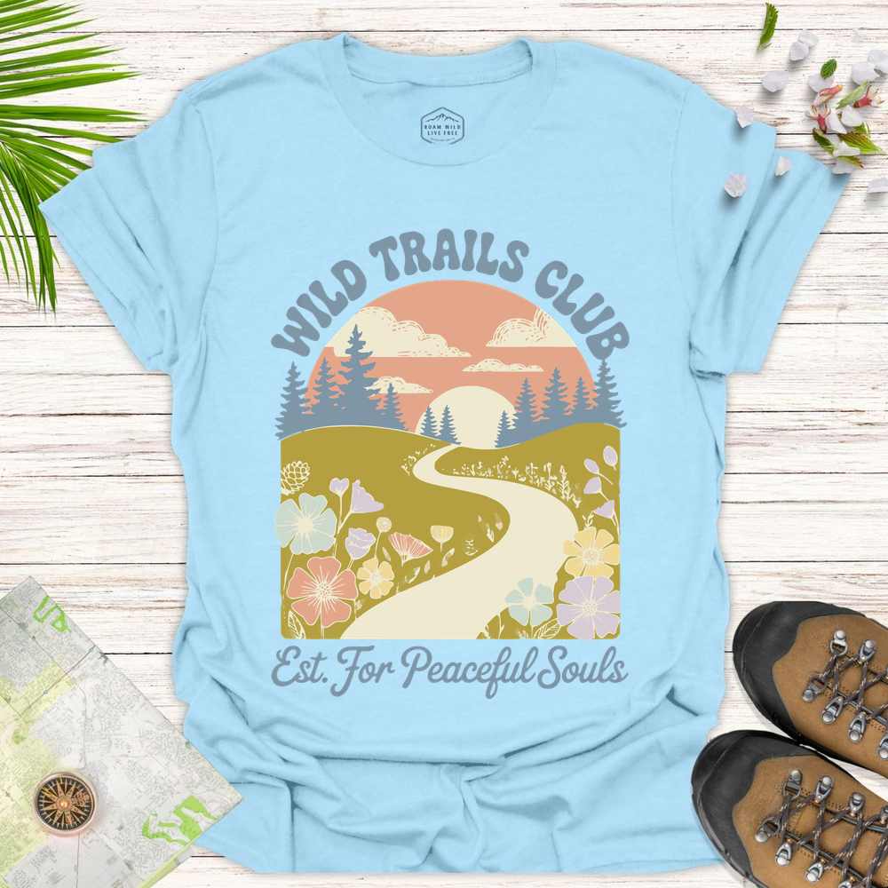 Wild Trails Club Unisex T-Shirt - Light Blue