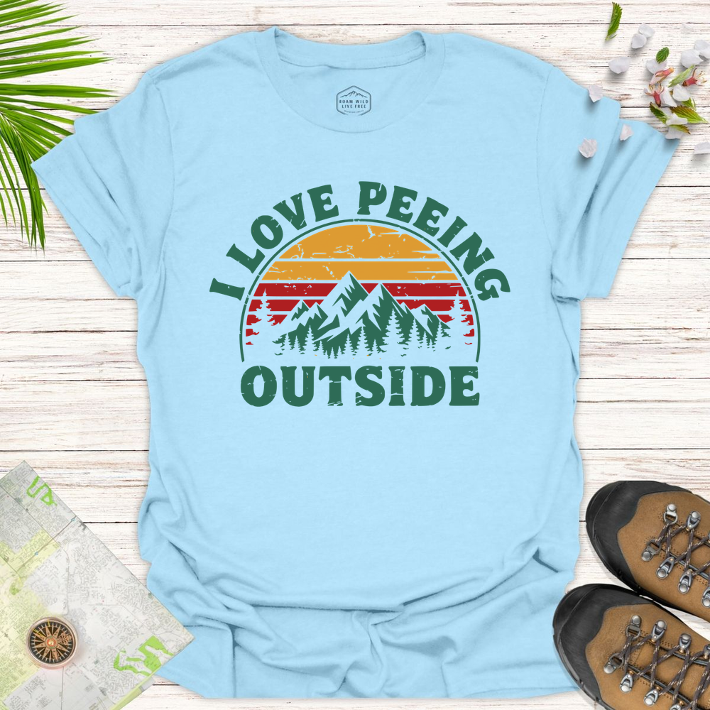 Peeing Outside Unisex T-Shirt - Light Blue