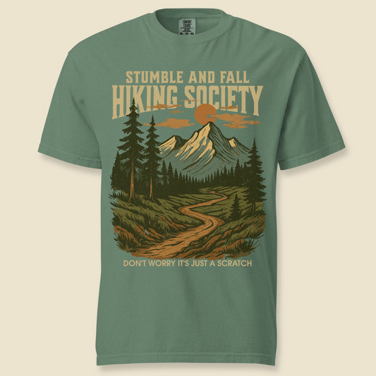 Stumble And Fall Hiking Society Comfort Colors T-Shirt - Light Green