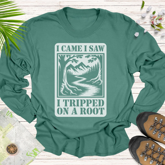 I Came I Saw I Tripped On A Root T Shirt Long Sleeve Unisex T-Shirt - Light Green