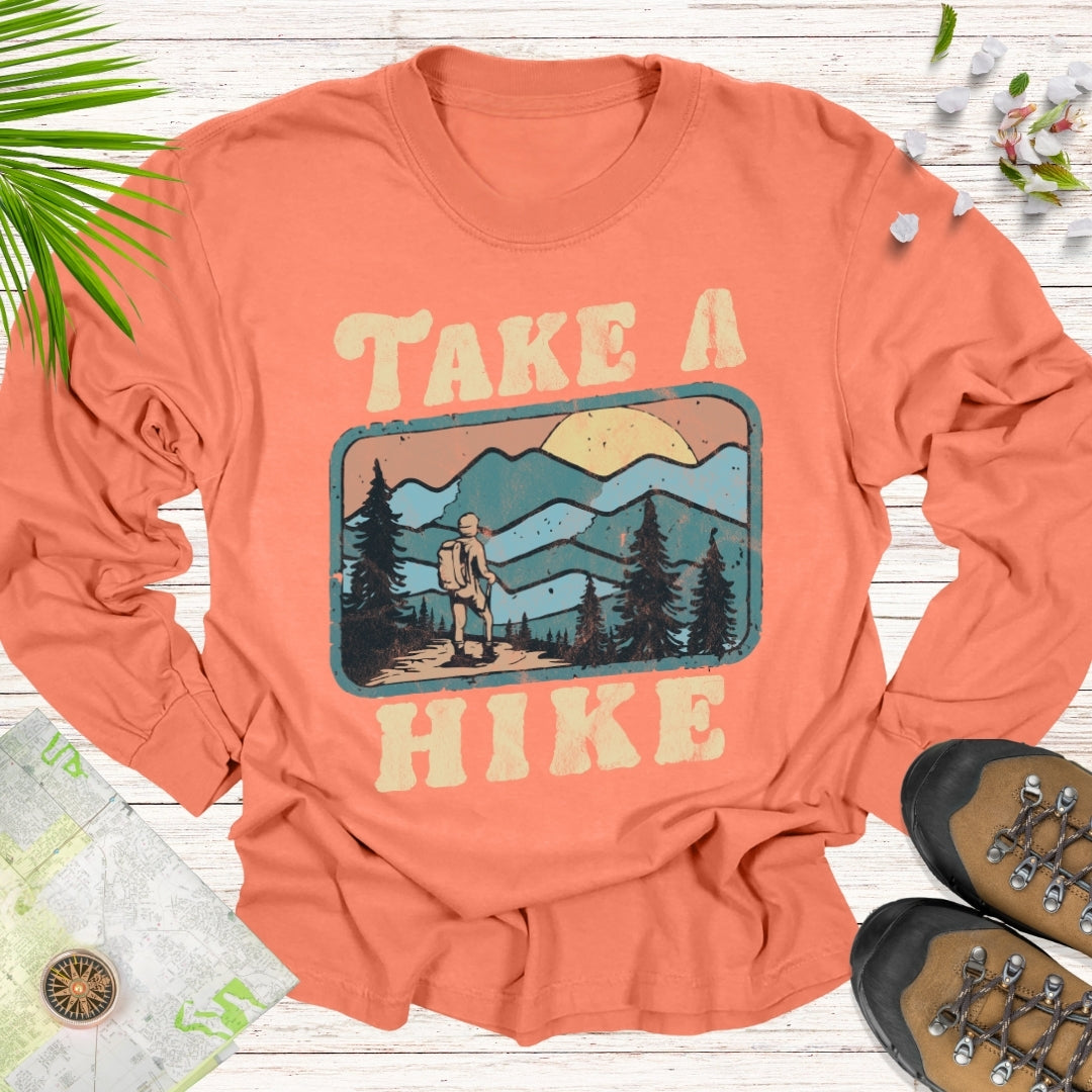 Take A Hike Retro Long Sleeve Unisex T-Shirt