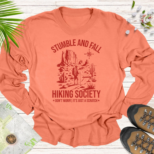 Stumble And Fall Hiking Society Long Sleeve Unisex T-Shirt (Desert Edition)