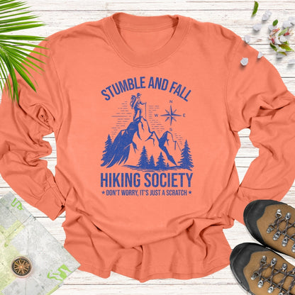 Stumble And Fall Hiking Society Long Sleeve Unisex T-Shirt (Mountain Edition)