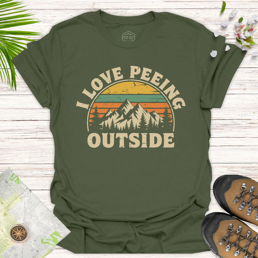 Peeing Outside Unisex T-Shirt - Military Green