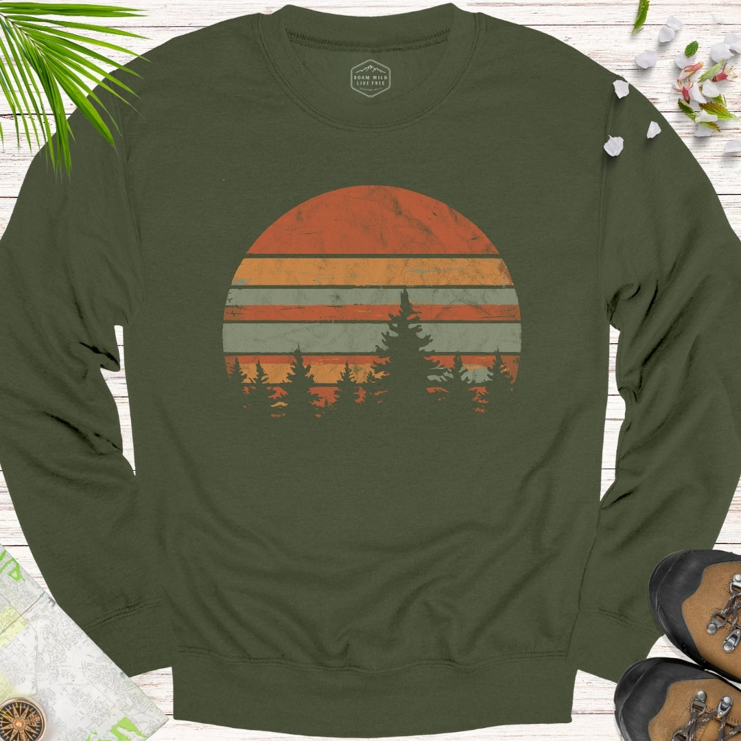 Retro Forest Sunset Unisex Sweatshirt