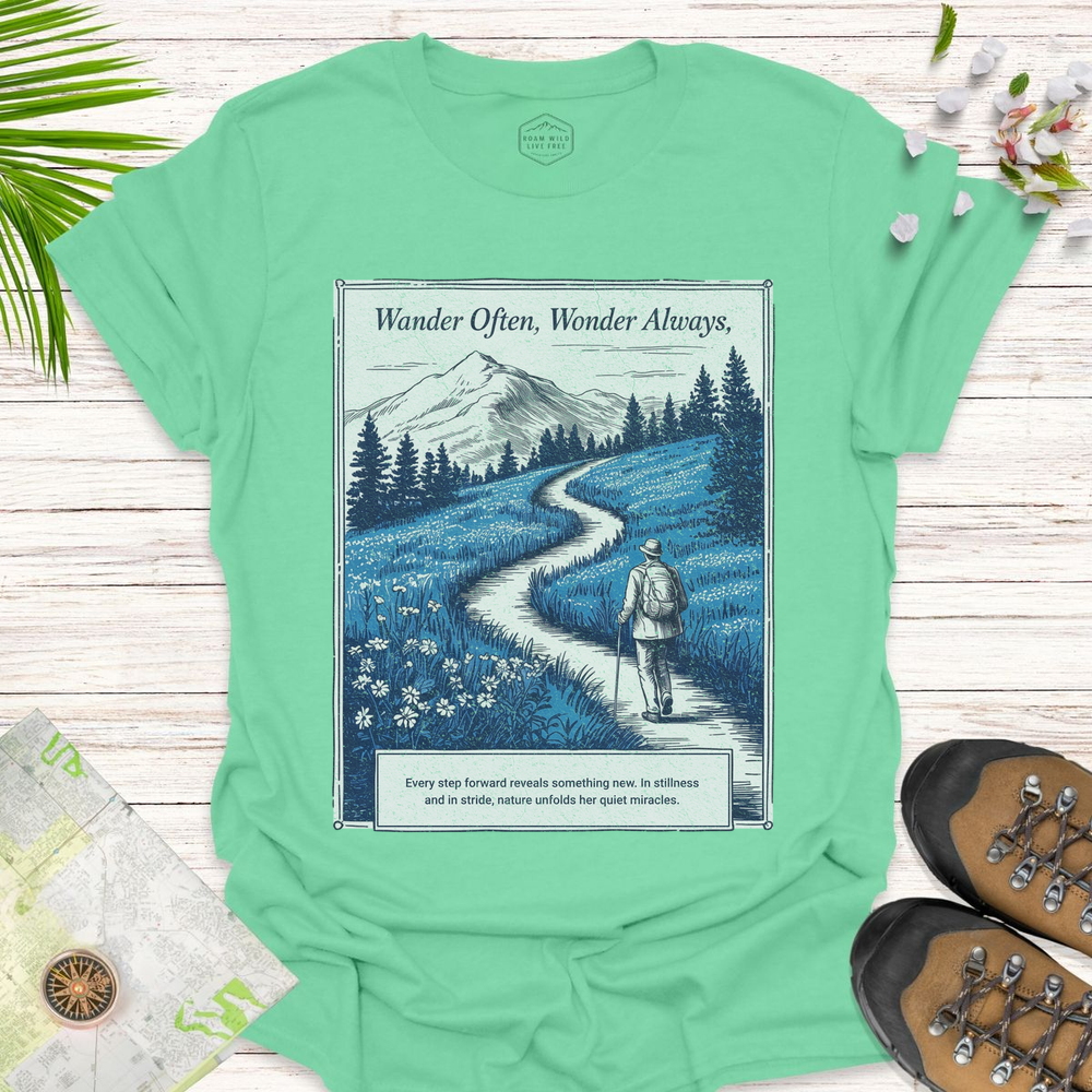 Wander Often Wonder Always Unisex T-Shirt - Mint Green