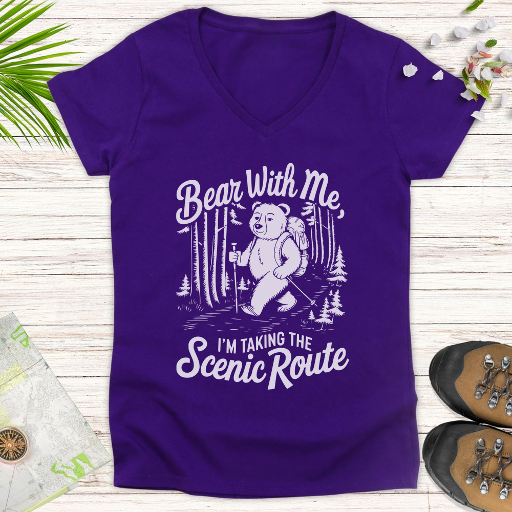 Bear With Me Women's V-Neck T-Shirt - Purple