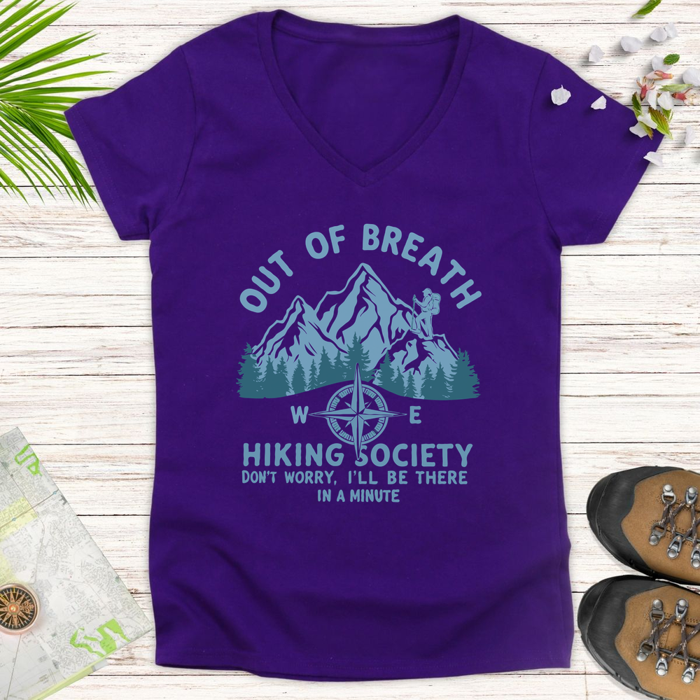 Out Of Breath Hiking Society Women's V-Neck T-Shirt - Purple