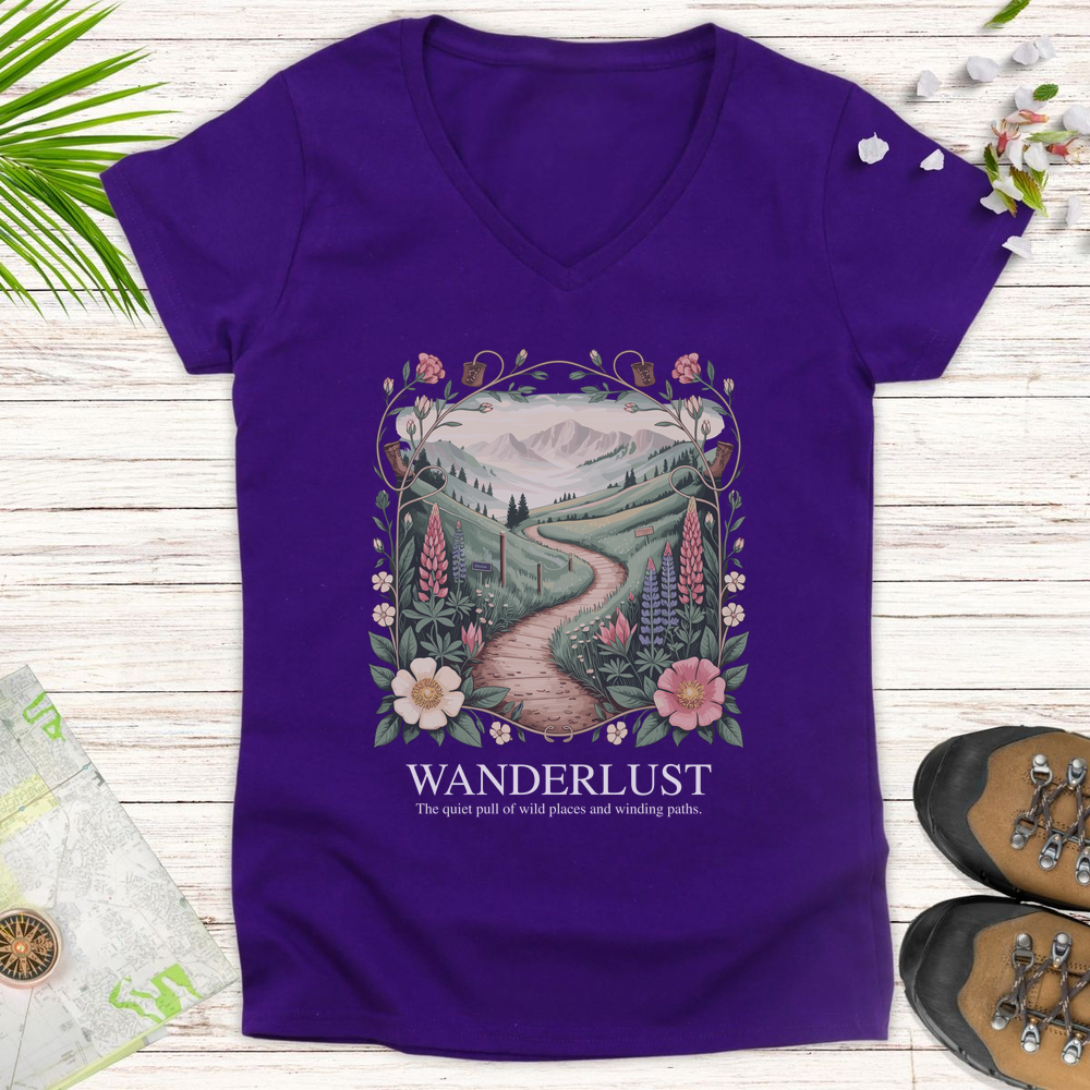 Wanderlust Women's V-Neck T-Shirt - Purple