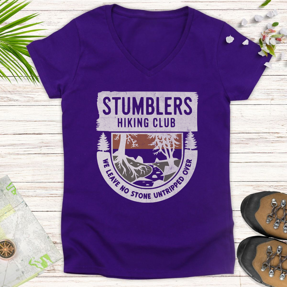 Stumblers Hiking Club Women's V-Neck T-Shirt - Purple