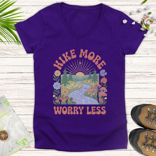 Worry Less Women's V-Neck T-Shirt - Purple