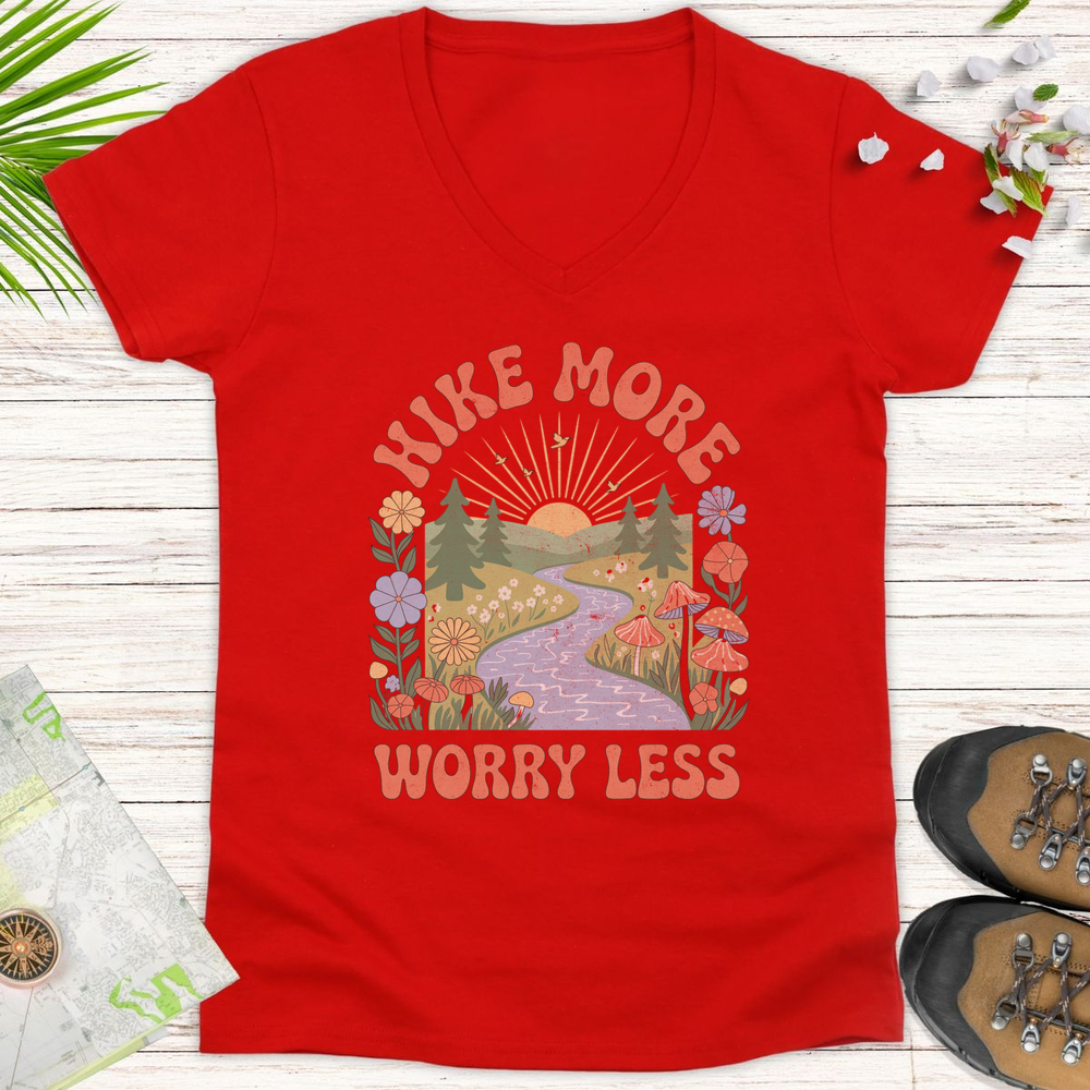 Worry Less Women's V-Neck T-Shirt - Red