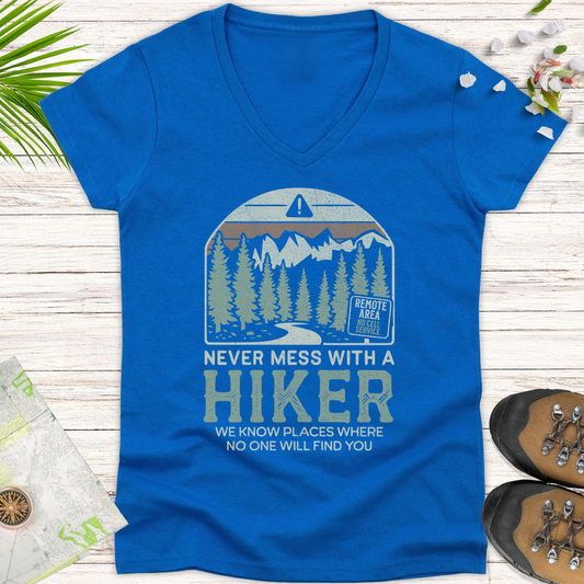 Never Mess With A Hiker Women's V-Neck T-Shirt - Royal