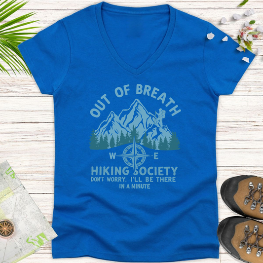 Out Of Breath Hiking Society Women's V-Neck T-Shirt - Royal
