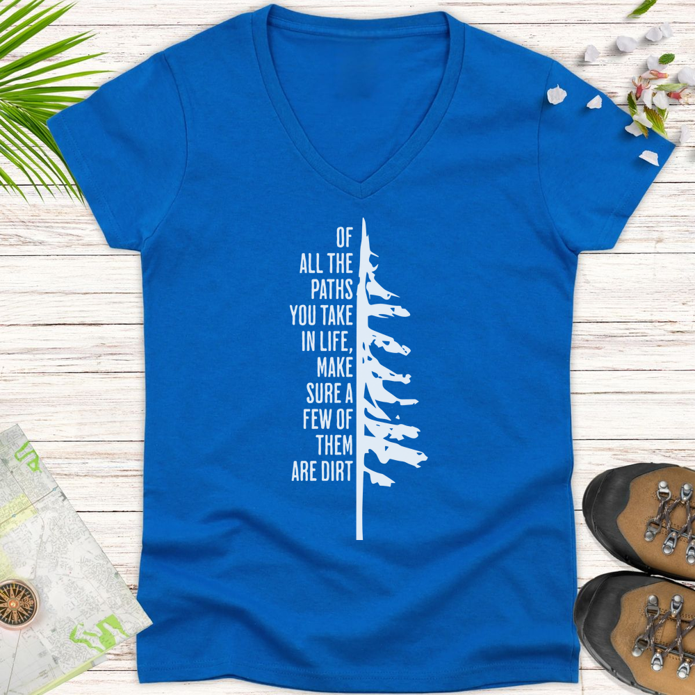 Take The Dirt Path Pine Women's V-Neck T-Shirt - Royal