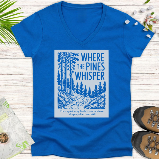 Where The Pines Whisper Women's V-Neck T-Shirt - Royal