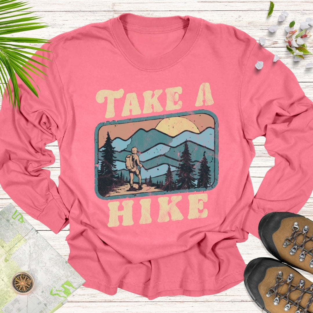 Take A Hike Retro Long Sleeve Unisex T-Shirt