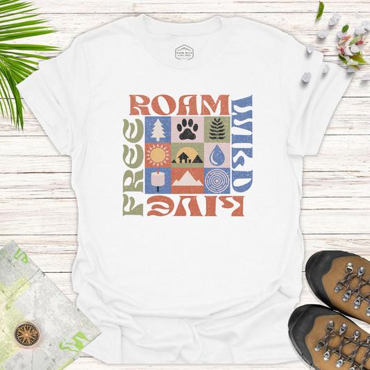 Roam Wild Retro Modern Unisex T-Shirt - White