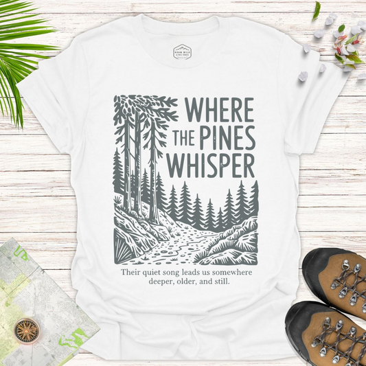 Where The Pines Whisper Unisex T-Shirt - White