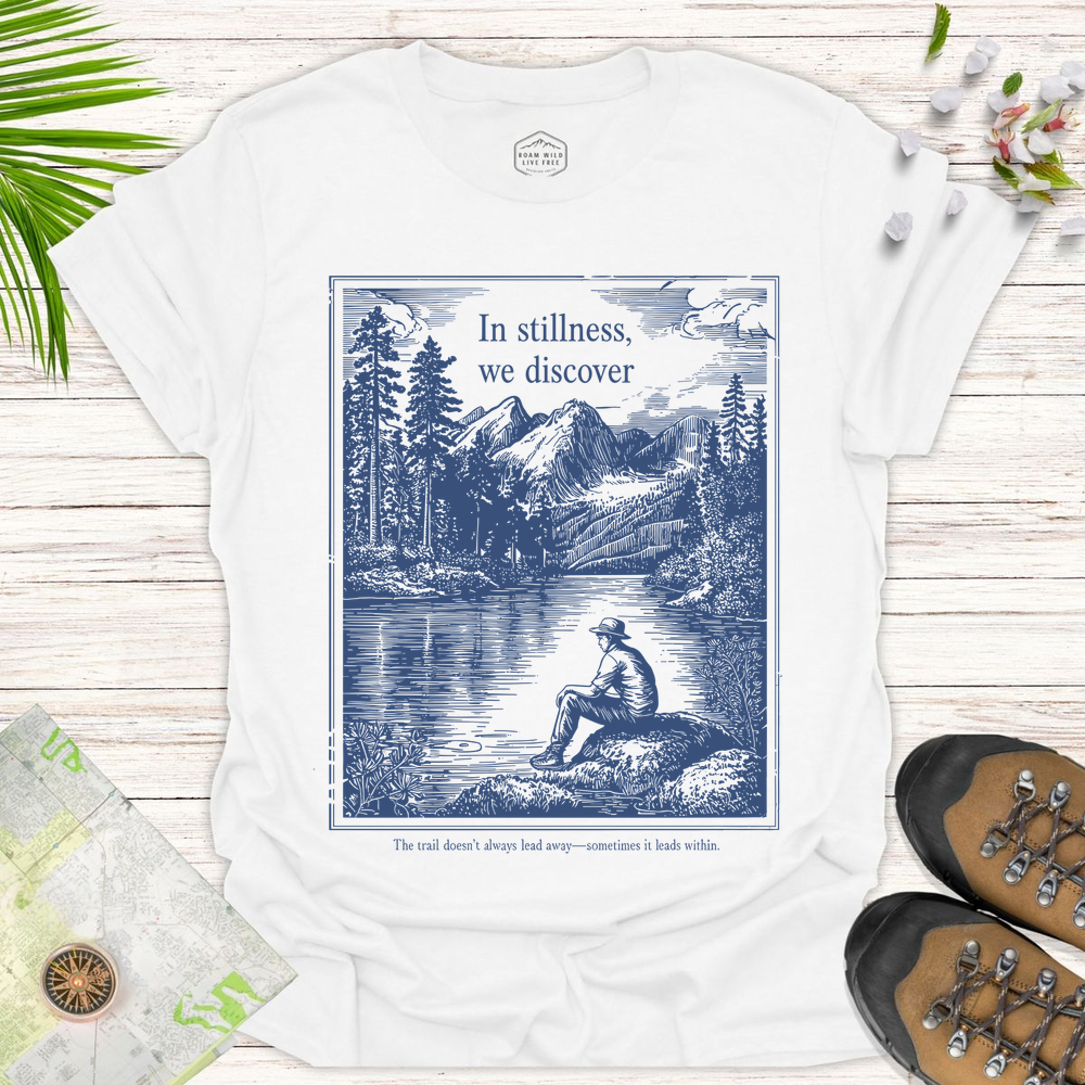 In Stillness We Discover Unisex T-Shirt - White